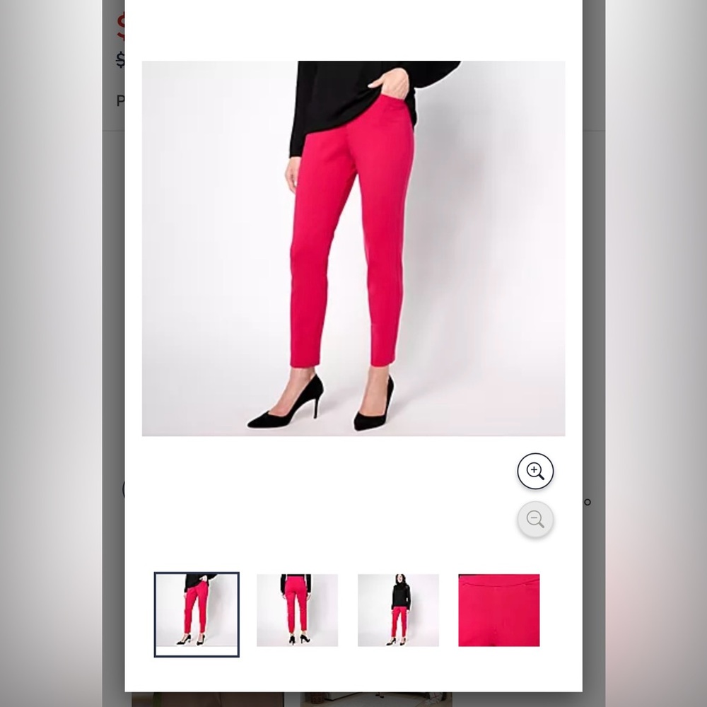Susan Graver Regular Smart Ponte Knit Slim Leg Pants - Sweet Raspberry - X Large